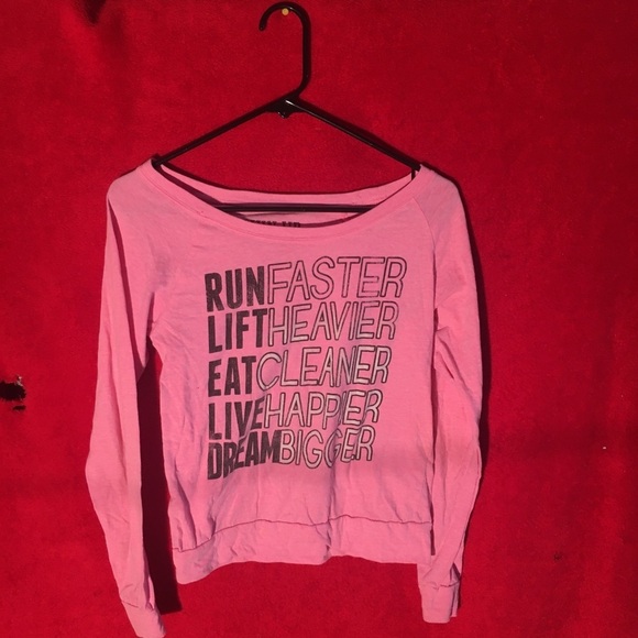 Tops - Women’s Pink Longsleeve Motivational Chin Up T Shirt - XS